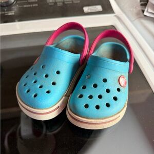 Kids Blue and Pink Crocs